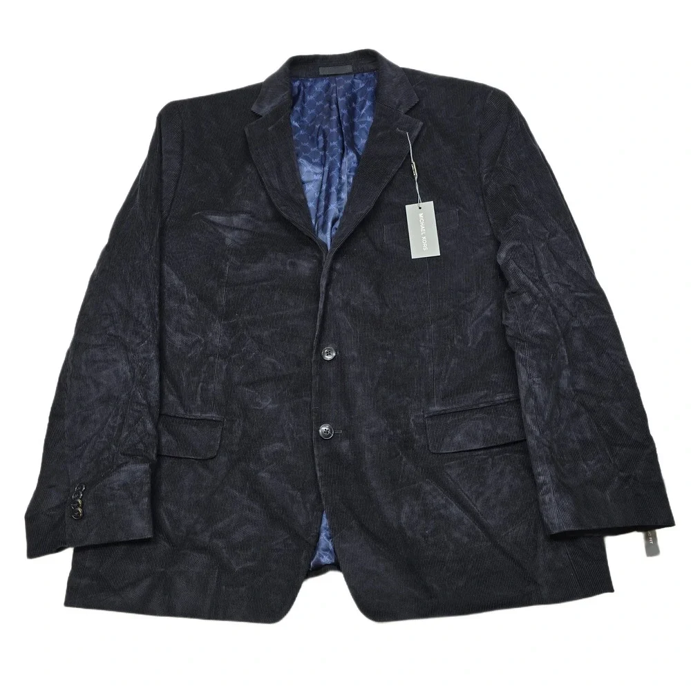 Michael Kors Corduroy Sport Coat Mens 48R 48 Navy Blue Cotton Blazer Jacket NEW